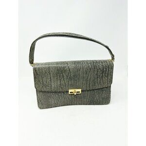 Corbeau Vintage Genuine Elephant Leather‎ Accordian Shoulder Bag Grey